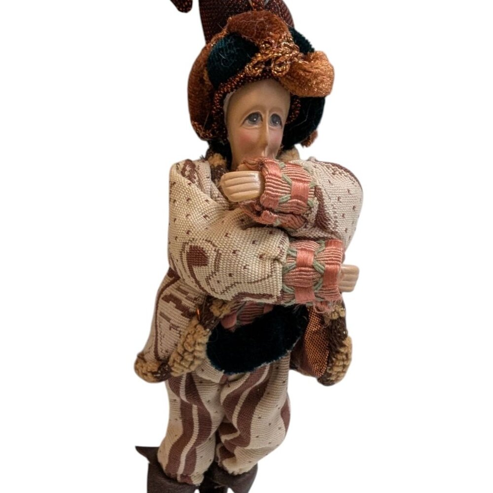 Aldik Medieval‎ Jester Figure Ornament Holiday Christmas Tan red white 9 in